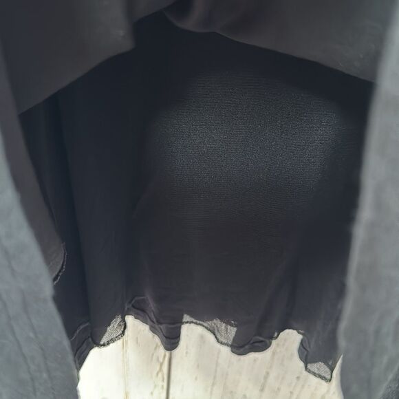 Garnet Hill Black Faux Wrap Dress Quiet Luxury Classic Minimalist 3/4 Sleeve - Picture 12 of 15